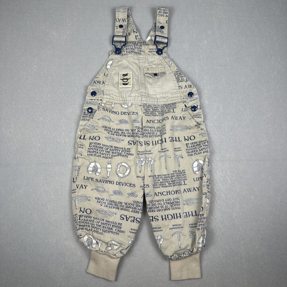 Vintage Gymboree Anchors Away Boat Overalls Size Small Rainbow Tag
